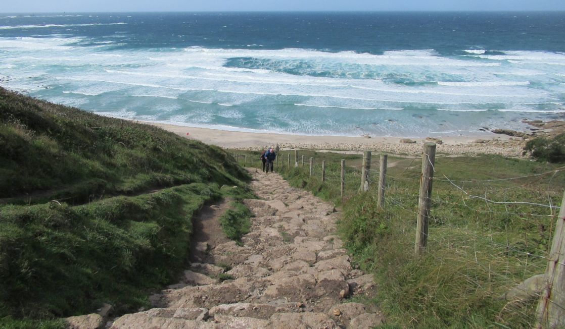 Steps at Gwenver beach, Cornwall