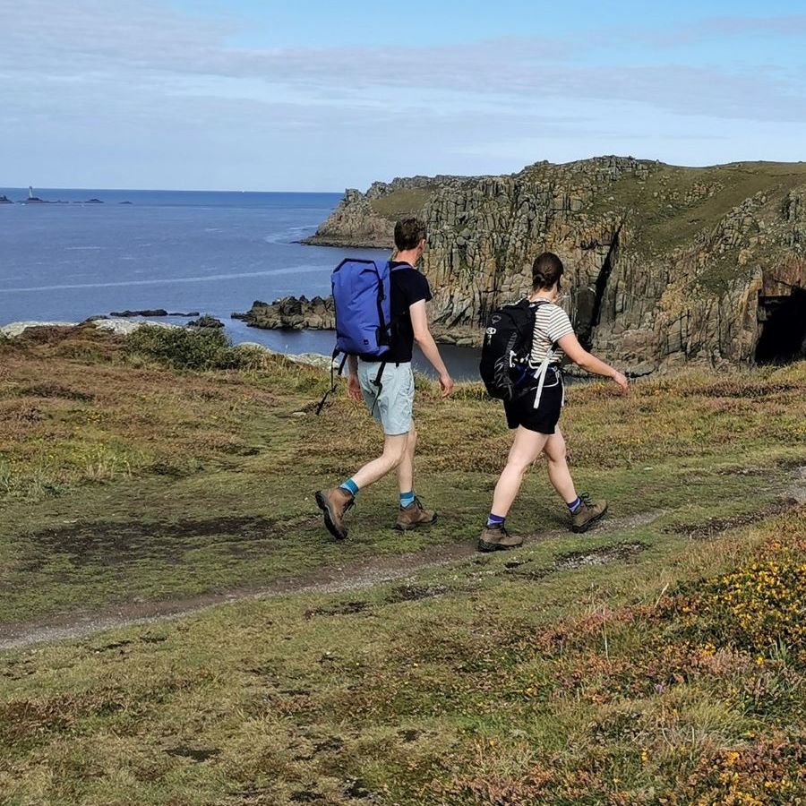 Walkers on the Lands End coast path