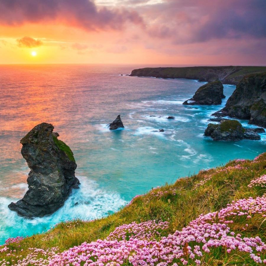 Bedruthan Steps in mid May