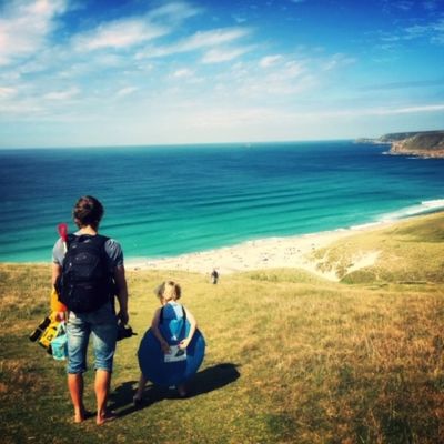 Family on the cliffs at Sennen