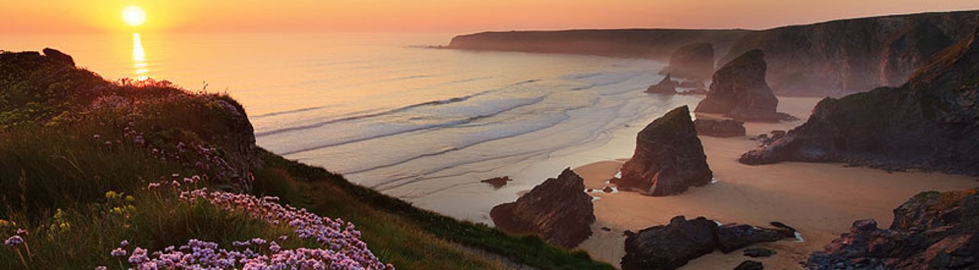 Bedruthan steps at sunrise