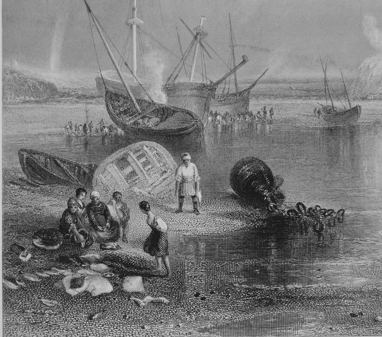 painting of ship wreck at St Michael's Moutn