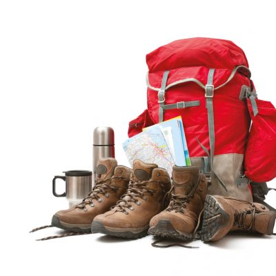 Walking boots and rucksack at the ready