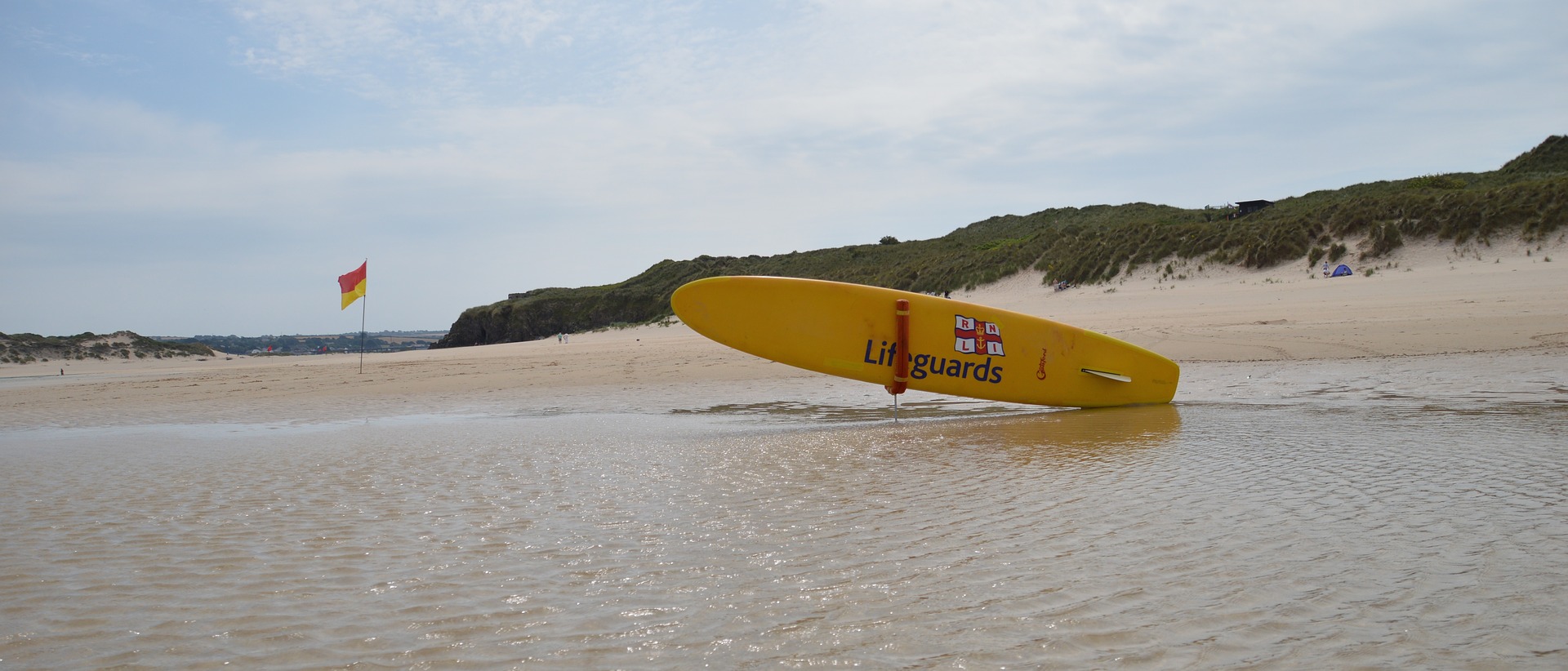 rescue board on the beach