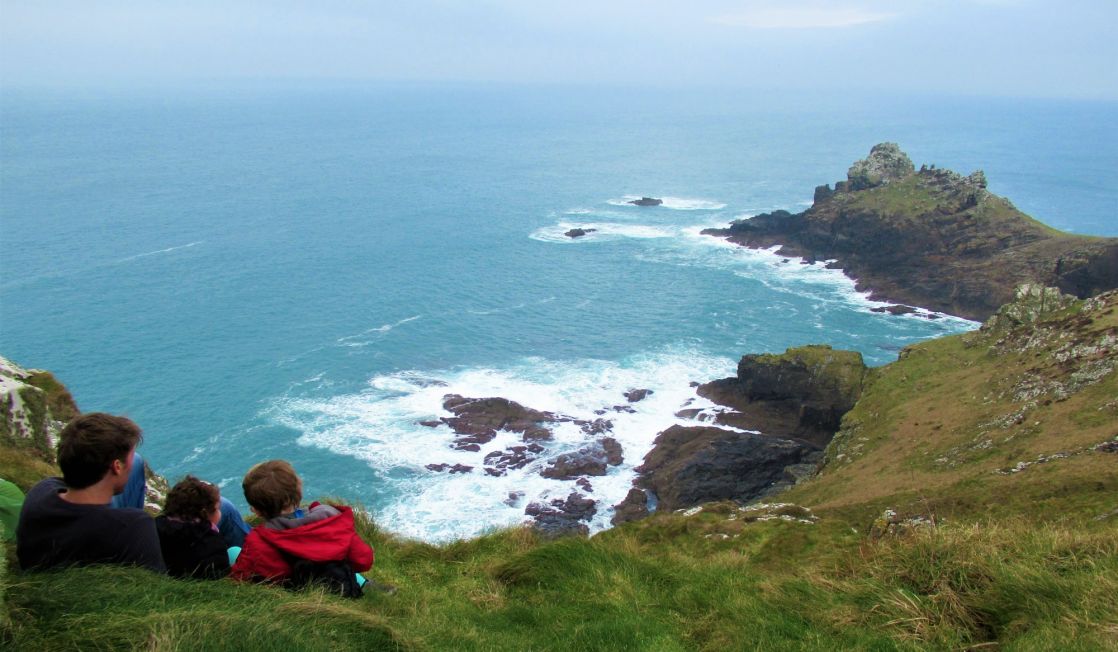 family picnic on the cliff tops