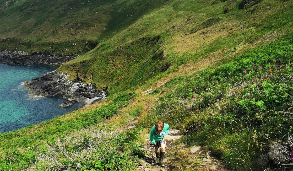 hilly coast path climb