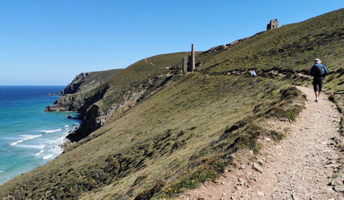 walker near Chapel Porth, Cornwall