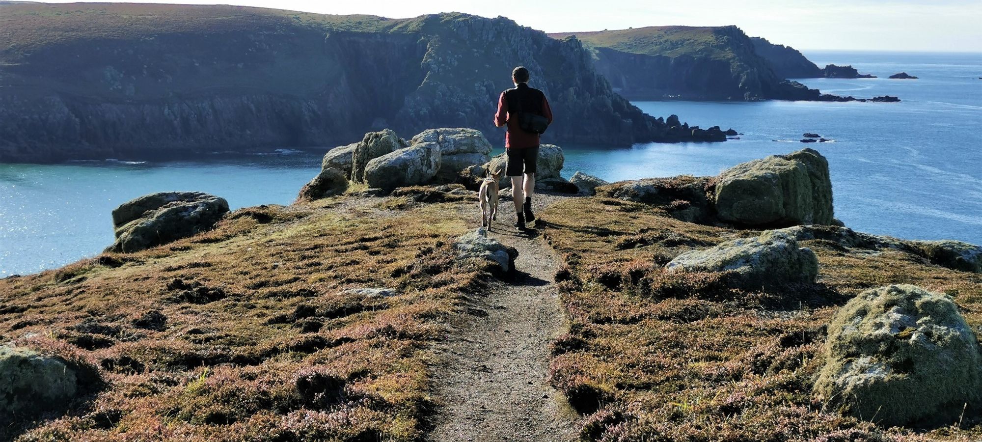 Walker and dog near Land's End