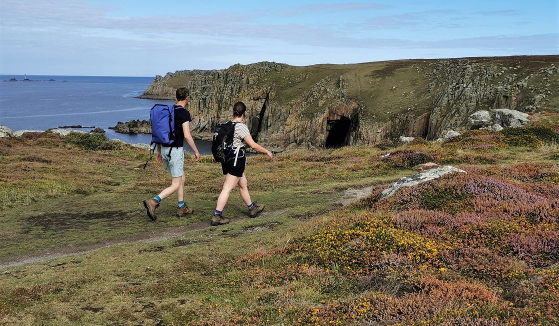 Walkers on the Lands End coast path