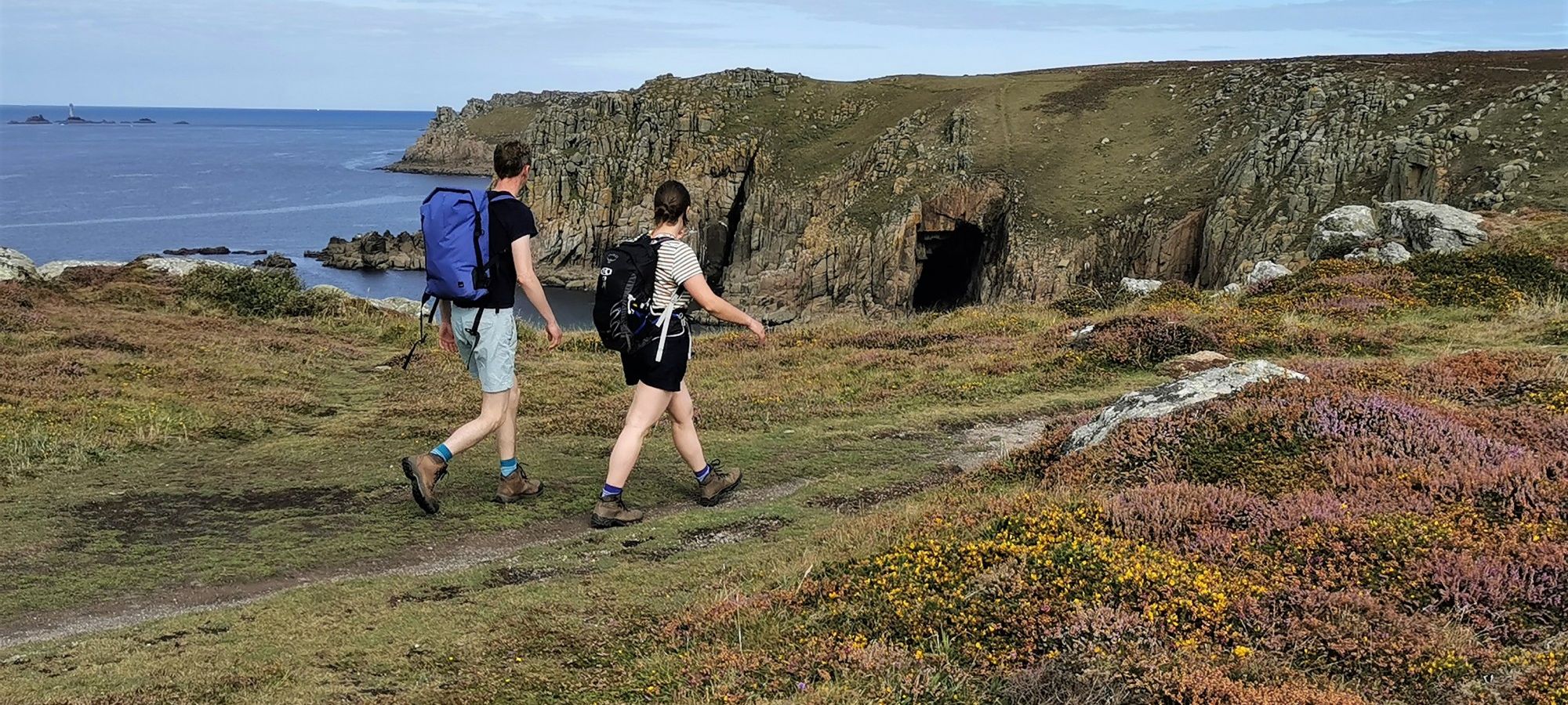Walkers on the Lands End coast path