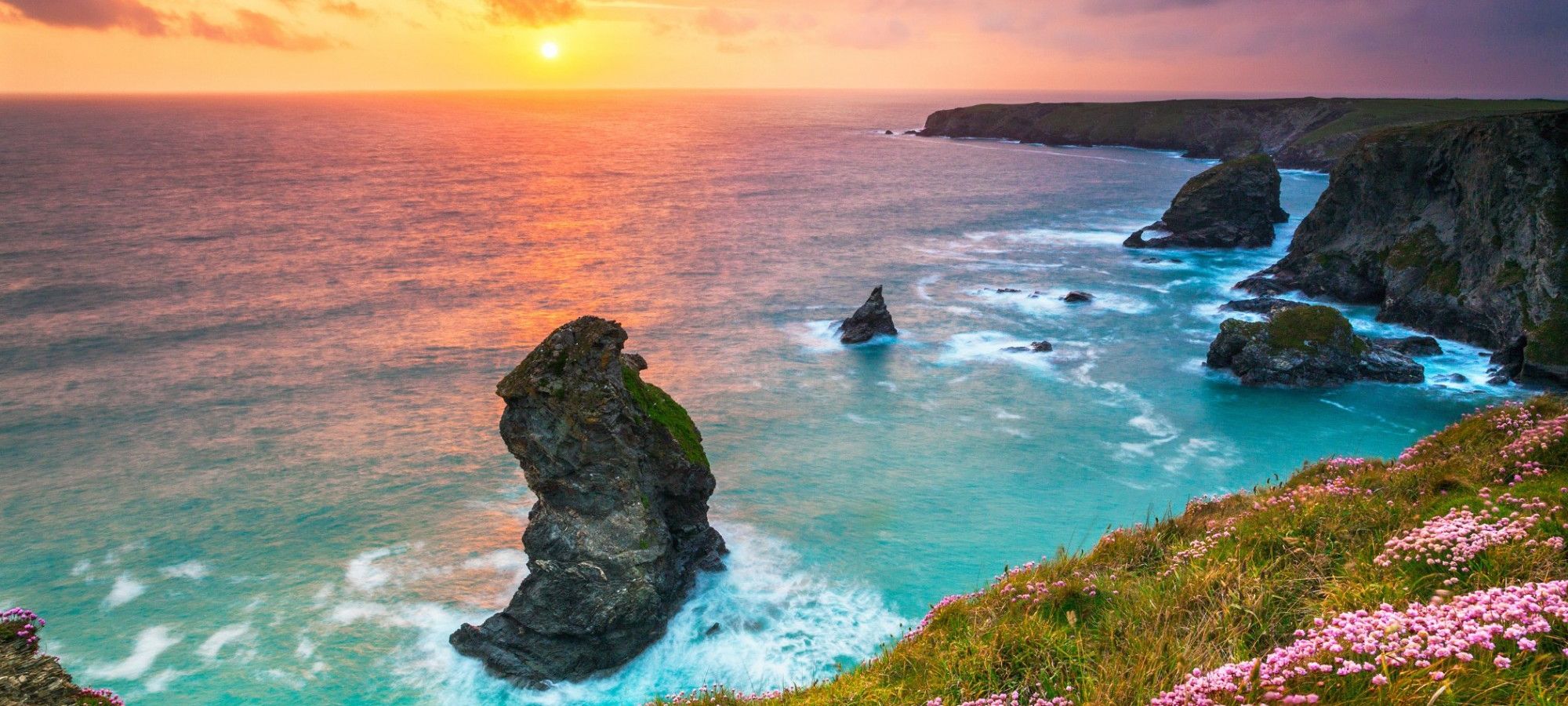 Bedruthan Steps in mid May